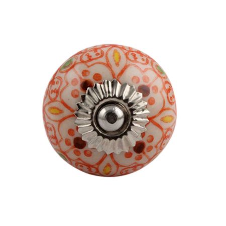 Orange Ceramic Floral Knob